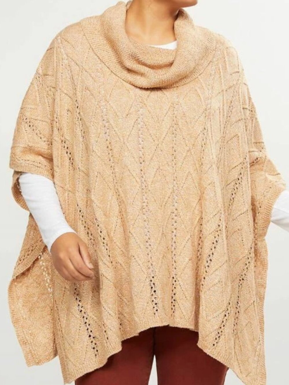 Lane Bryant Cable Knit Cowl-Neck Poncho 14/20